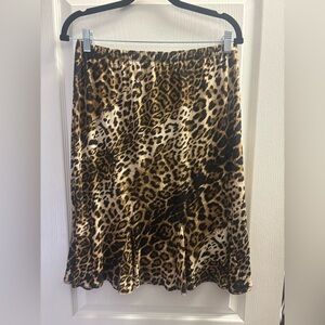 Susan Graver Leopard Print Midi Skirt - Brown & Black